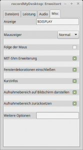 Abbildung 5: Die Einstellungsdialoge von Record My Desktop sind eingängig.