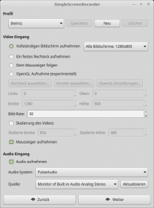 Abbildung 6: Bei Simple Screen Recorder fällt die Konfiguration recht aufwändig aus.