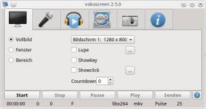 Abbildung 8: Einfacher geht's nimmer: Das Programmfenster von Vokoscreen.