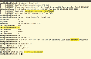 Abbildung 3: Anders als die Foundation vorsieht, lässt sich der Raspberry Pi 3 als 64-Bit-System nutzen.