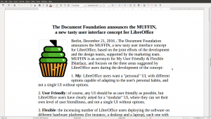 Libreoffice mit Singlebar. Quelle: TDF