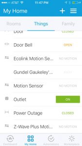 Abbildung 7: Die Smartthings-App zeigt den Zustand aller Geräte an und steuert sie einzeln an.