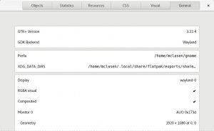 Abbildung 1: GTK+ Inspektor zeigt das benutzte Backend an.
