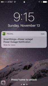 Abbildung 11: Durch diese Textnachricht erfährt der User, dass zu Hause der Strom ausgefallen ist.