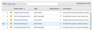 Abbildung 2: Mit <code>AdministratorAccess</code>-Rechten darf der User neue S3-Buckets einrichten.