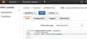 Abbildung 9: Die Test-Konsole feuert eine in Python programmierte Lambda-Funktion ab.