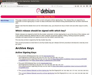 Abbildung 2: Das Debian-Projekt bietet seine Schl&uuml;ssel auf dieser Seite zum Download an. Darunter fallen auch die f&uuml;r &auml;ltere Versionen und solche, die nicht mehr in Gebrauch sind. 