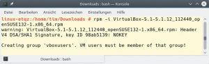Abbildung 5: Das Tool <code>rpm</code> unter Open Suse Leap bemerkt zwar den zweifelhaften Leumund eines Pakets, installieren es aber trotzdem. 