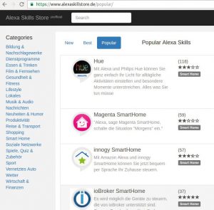 Abbildung 3: Die bestbewerteten Skills im deutschen Alexa-Skills-Store.