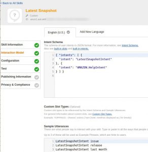 Abbildung 7: Intent und Utterances im Alexa-Skill-Setup.