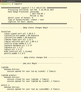 Abbildung 5: Logwatch erzeugt die Zusammenfassung wahlweise in Textform …