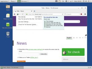 Abbildung 2: Die Circuit View von Tails 2.10 zeigt die verwendeten Tor-Server. 