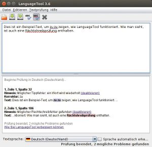 Abbildung 1: Languagetool prüft neben Rechtschreibfehlern auch den Satzbau und die Grammatik.