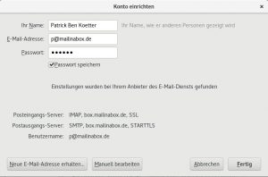 Abbildung 4: Das Konto im E-Mail-Client lässt sich einfach einrichten.