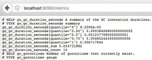 Abbildung 1: Ruft der Admin die <code>metrics</code>-Unterseite auf, liefert Prometheus eine Reihe interner Metriken. 