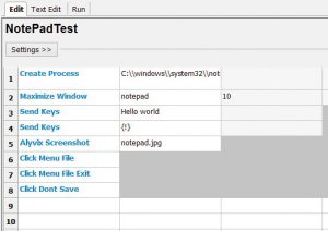 Abbildung 2: Der Testcase zum Starten des Editors Notepad unter Windows.