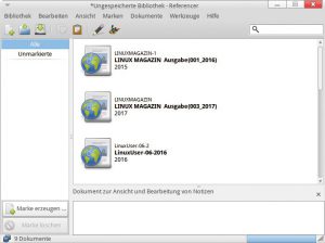 Abbildung 11: Die sehr einfach gehaltene Oberfläche des Referencer bringt keine eigenen Scan- und OCR-Routinen mit.