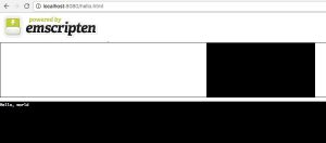 Abbildung 2: Bei Bedarf generiert Emcc eine HTML-Seite für den Browser, der hier die Ausgabe des aus C übersetzten Programms "Hello World" anzeigt.