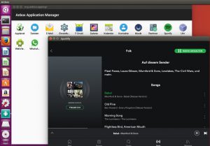 Abbildung 3: Anbox ist Netzwerk-fähig und macht Musik. Apps wie Spotify funktionieren daher bereits.