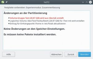 Abbildung 15: Yast zeigt – wie andere Tools auch – zunächst eine Zusammenfassung der auszuführenden Arbeiten an.