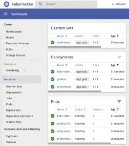 Abbildung 4: Am Ende des kleinen Experiments zeigt das Dashboard von Minikube verschiedenste Werte zu Kubernetes an. 