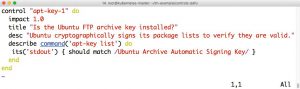 Abbildung 1: Der Test prüft, ob die Ausgabe von <code>apt-key list</code> auch <code>Ubuntu Archive Automatic Signing Key</code> enthält.