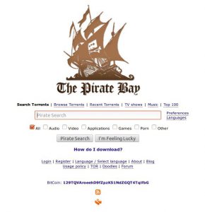 Abbildung 2: Das Angebot der Tauschbörse "The Pirate Bay".