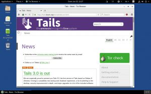 Abbildung 2: Tails 3.0 setzt auf den Gnome-Desktop und verwendet den Browser des Tor-Projekts in der k&uuml;rzlich ver&ouml;ffentlichten Version 7. 