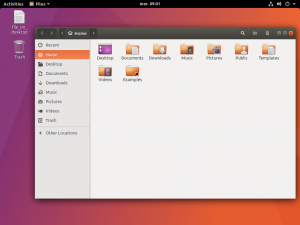 Mülleimer auf dem Desktop, Fenster-Icons rechts, Ubuntu mit Gnome.Quelle: Canonical