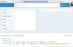 Abbildung 2: WordPress.com stellte eine Sandbox für erste Experimente mit dem REST-API zur Verfügung.