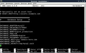 Abbildung 1: Mit diesen Einstellungen erhält Huginn Zugriff auf die Datenbank <code>huginn_production</code>.