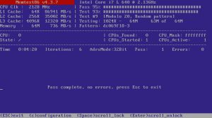 Abbildung 6: Optisch sehr schlicht, aber mit tiefgehenden Speichertests: Memtest86. 