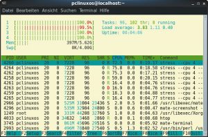 Abbildung 11: &Uuml;ber Top oder Htop erkennt der Anwender, wie stark Stress den Rechner auslastet. 