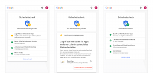 Der Sicherheitscheck meldet, ob der Nutzer tätig werden soll. Quelle: Google