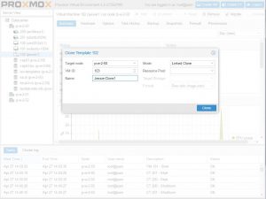 Abbildung 3: &Uuml;ber Klone lassen sich in Proxmox VE von VM-Templates neue VMs anlegen, die nach wenigen Mausklicks startbereit sind. 