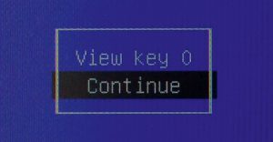 Abbildung 9: Das Aktivieren des Zertifikats fürs Bootsystem beginnt per <code>Continue</code>, …