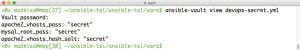 Abbildung 2: Mit Ansible Vault speichert der Admin vertrauliche Daten in einer verschl&uuml;sselten Datei auf der Platte &ndash; statt im Klartext. 