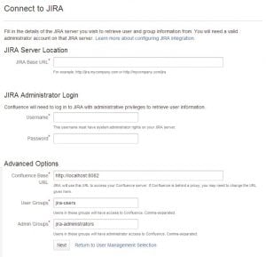 Abbildung 5: Beim initialen Setup l&auml;sst sich Confluence so einrichten, dass es Jira als Quelle f&uuml;r Nutzerdaten verwendet. 