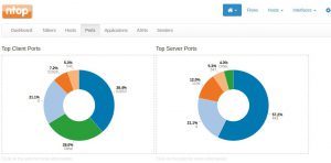 Abbildung 3: Kuchengrafiken f&uuml;r Server und Client-Ports. 
