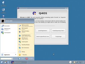 Abbildung 2: Q4 OS imitiert unter anderem im Startmen&uuml; die Optik von Windows XP. 