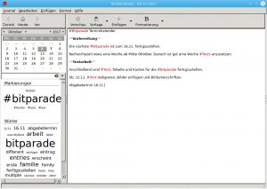 Abbildung 12: Wichtige Begriffe werden in Rednotebook verschlagwortet. 