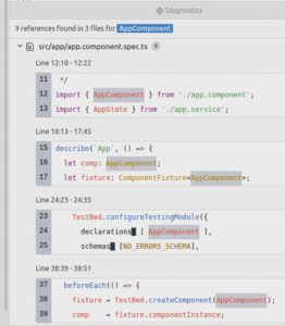 Abbildung 6: Die Referenzen ruft der Nutzer über <code>Find references</code> im Kontextmenü ab.