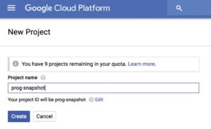 Abbildung 3: Ein neues Projekt auf der Cloud Platform Console anlegen.