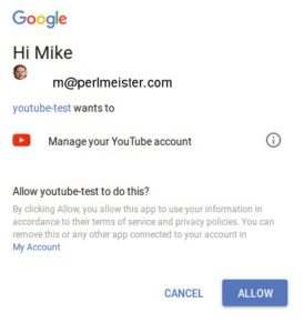 Abbildung 2: Beim ersten Aufruf öffnet das Skript einen Browser, der nach dem Einverständnis des Users fragt.