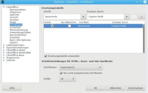 Abbildung 4: Mit einer Ersetzungstabelle legt der User auf Wunsch Ersatz für nicht vorhandene Fonts fest.