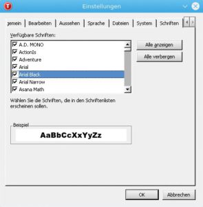 Abbildung 7: Softmaker Office bringt als einzige Anwendung im Test von sich aus Ordnung in das Schriftendurcheinander.