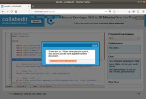 Abbildung 4: Minimalistisch, aber mit Syntax Highlighting, Chatfenster und Versionsgeschichte: Collabedit ist ein schlichter Texteditor, den mehrere Anwender im Browser bedienen. 