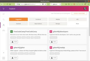 Abbildung 7: Anwender melden sich mit ihrem Github-Konto beim Chatdienst Gitter.im an und unterhalten sich dort mit anderen Entwicklern. 