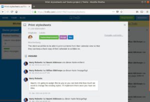 Abbildung 3: Auf der R&uuml;ckseite der Trello-Karten ist Platz f&uuml;r Diskussionen, Anh&auml;nge und mehr. Die To-do-Listen ordnen Mitarbeiter per Drag &amp; Drop auf dem Board an. 