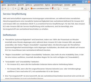 Abbildung 2: Auszug aus der Dienstleistungsbeschreibung für den EC-Service von AWS.